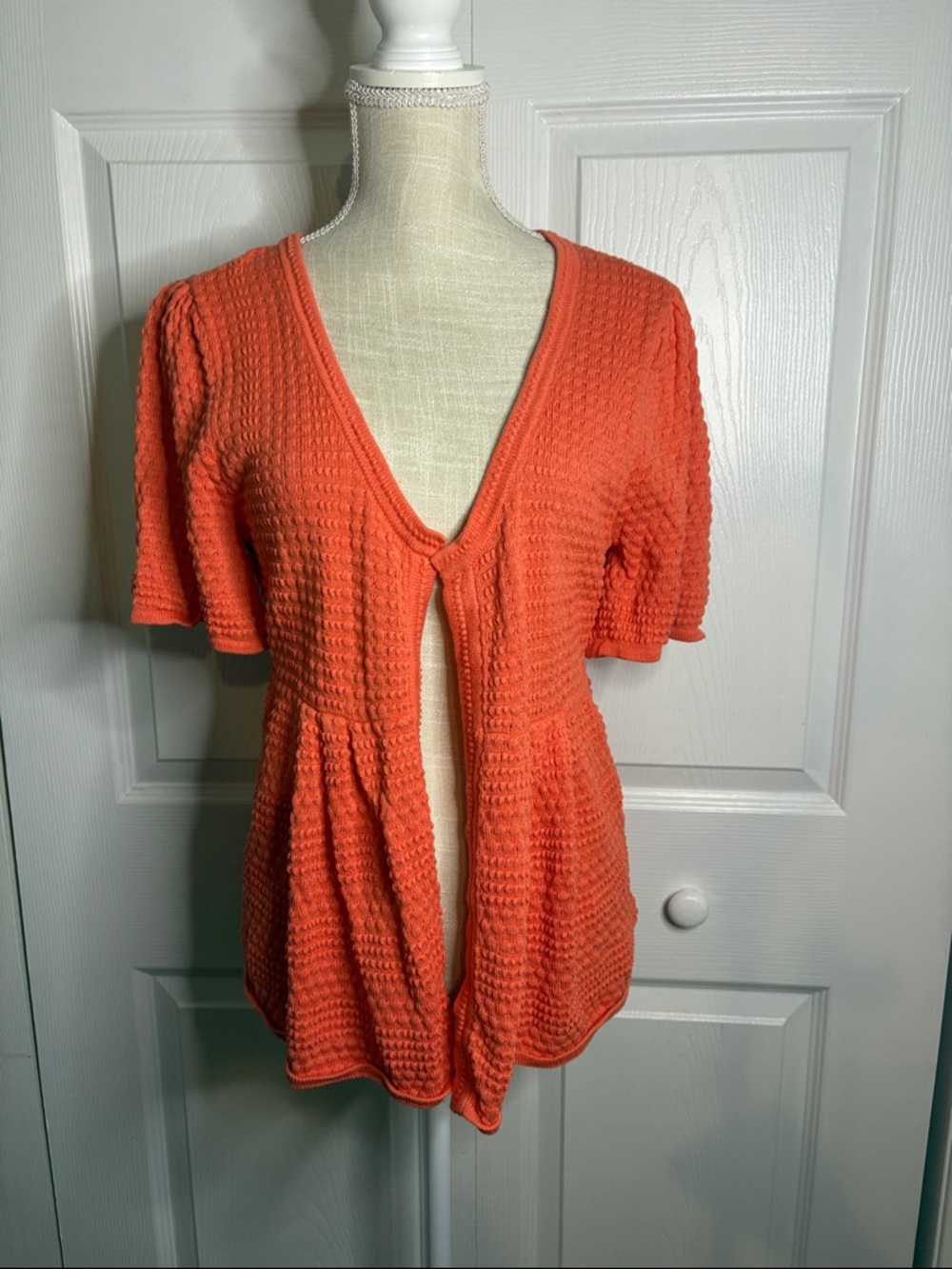 Cato Orange Knit Short-Sleeve Cardigan